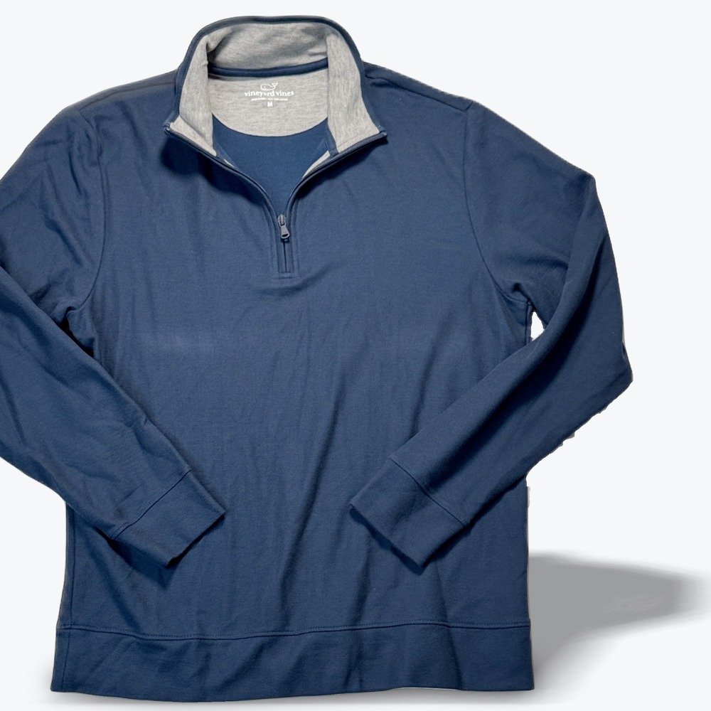 Vineyard Vines Pullover Quarter Zip Classic Fit Navy Blue Pima Cotton Medium M